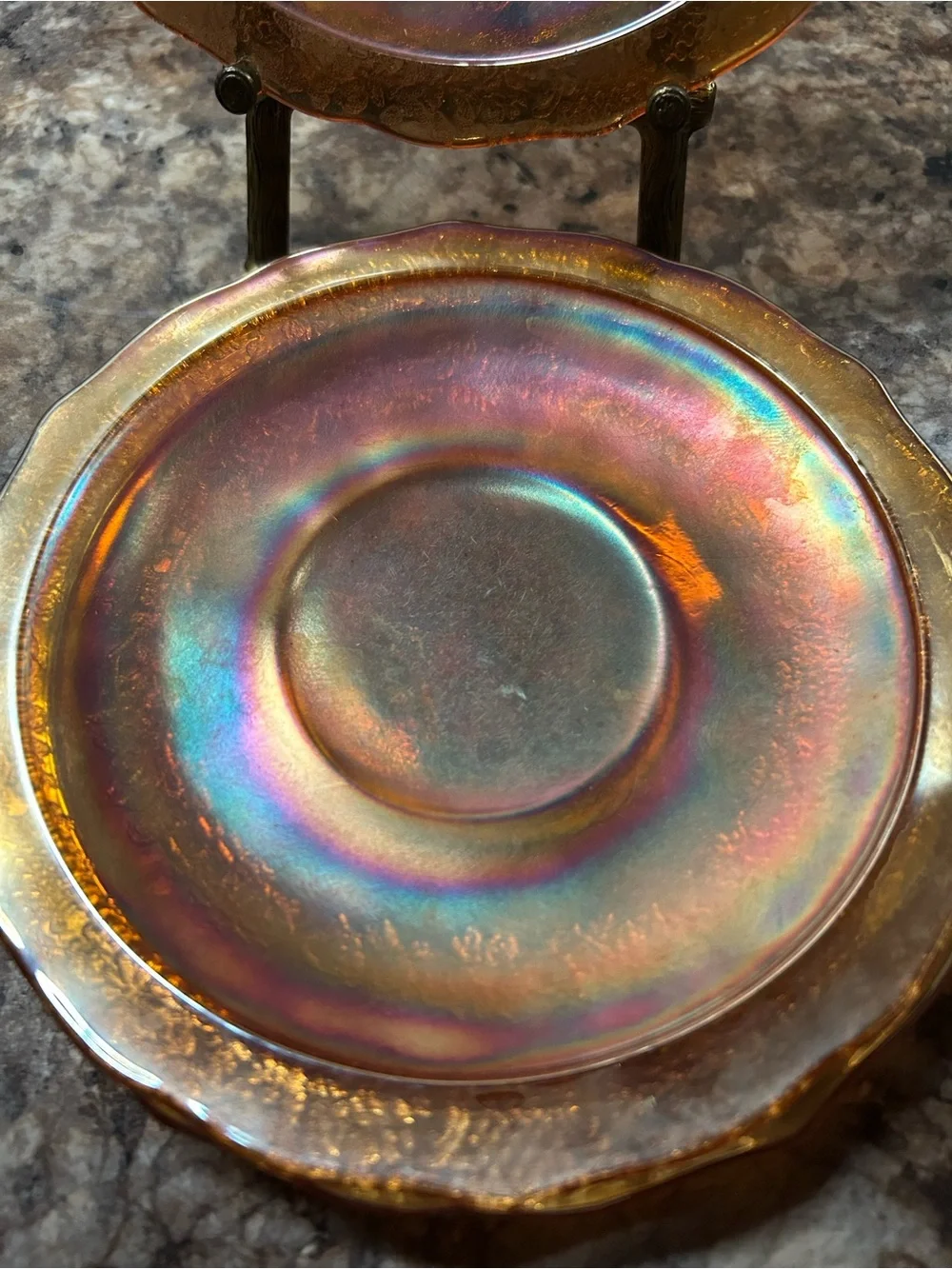 VTG Federal Glass Marigold Carnival Glass Dessert Plates - Set of 3 Available